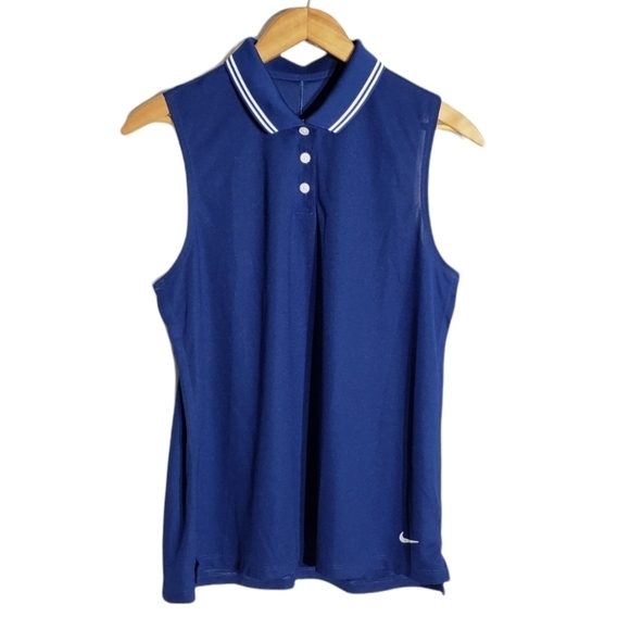 NIKE Dri-Fit Victory Ladies Sleeveless Golf Shirt Blue M - Picture 2 of 6